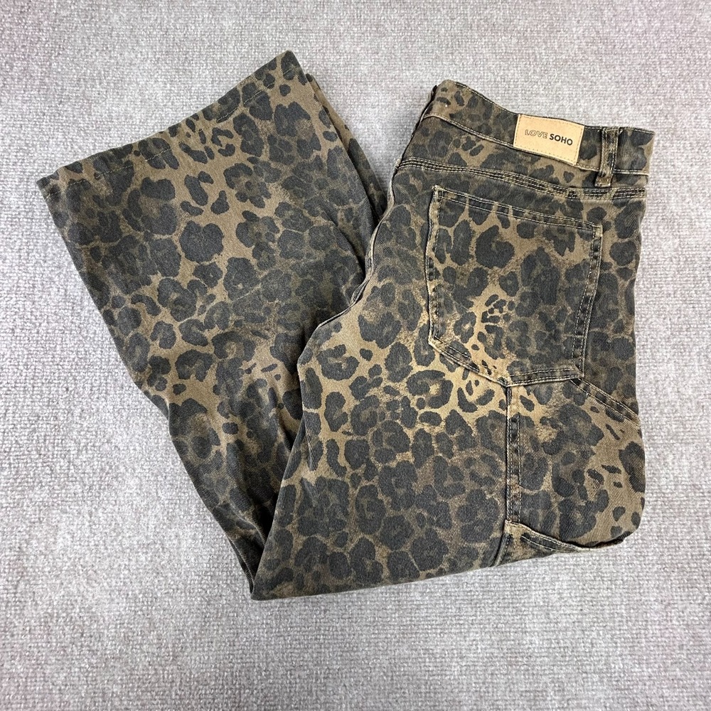 Love Soho Carpenter Jeans Womens 9 Brown Black Relaxed Fit Wide Hammer Loop